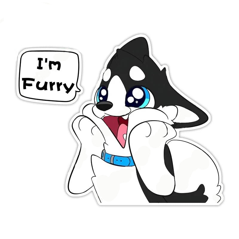 Cute Comic Wolf 'I'm Furry | Shocked' Vinyl Car Sticker