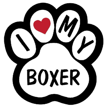 Dog Paw 'I Love My Boxer' Vinyl Car Sticker