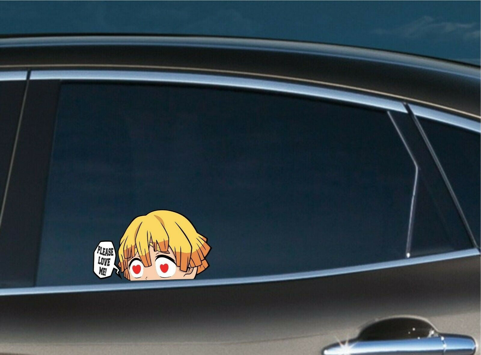 Demon Slayer 'Zenitsu | Please Love Me! | In Love' Vinyl Car Peeker Sticker