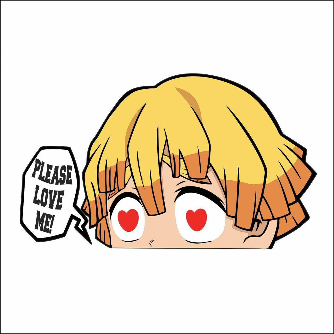 Demon Slayer 'Zenitsu | Please Love Me! | In Love' Vinyl Car Peeker Sticker