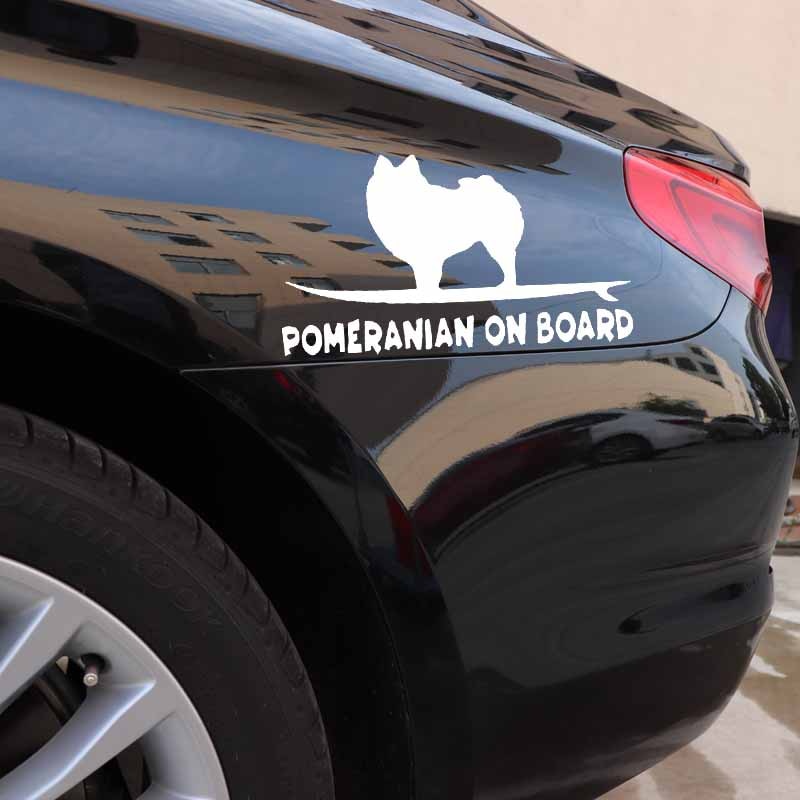 Pomeranian On Board 'Surfing' Vinyl Car Sticker
