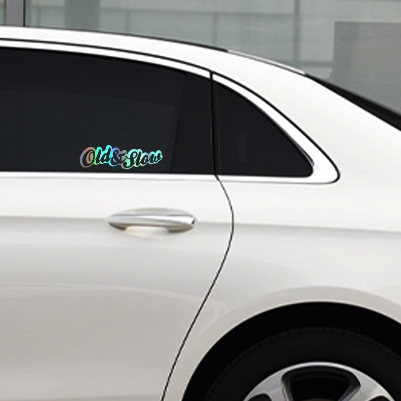 Cool Font 'Old and Slow' Vinyl Car Sticker
