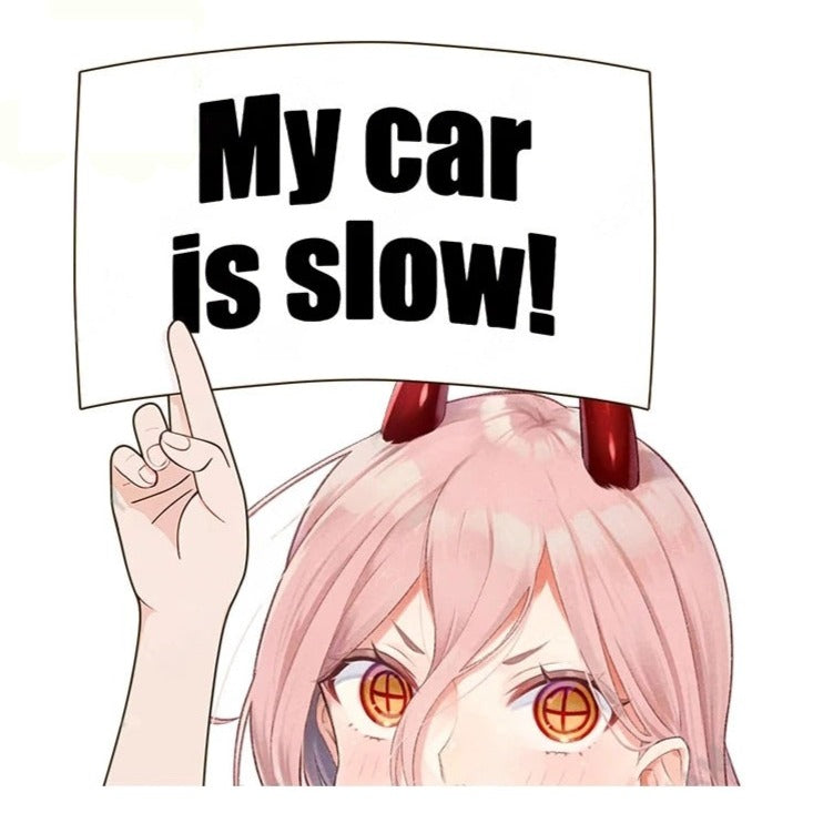 Chainsaw Man 'Power | My Car Is Slow! | Shocked' Vinyl Car Peeker Sticker