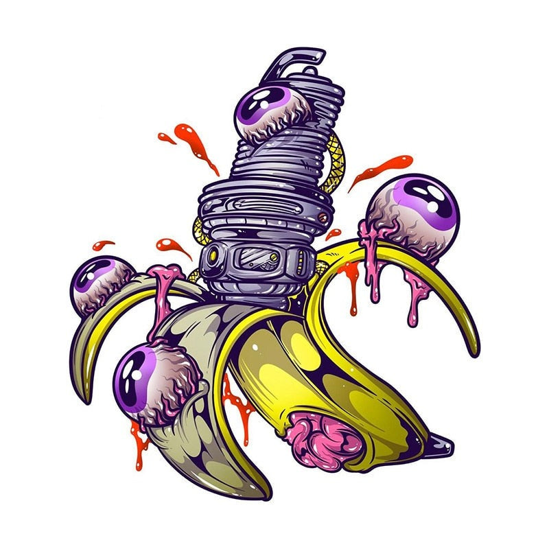 Cool 'Monster Engine | Banana | Violet Eyes' Vinyl Car Sticker