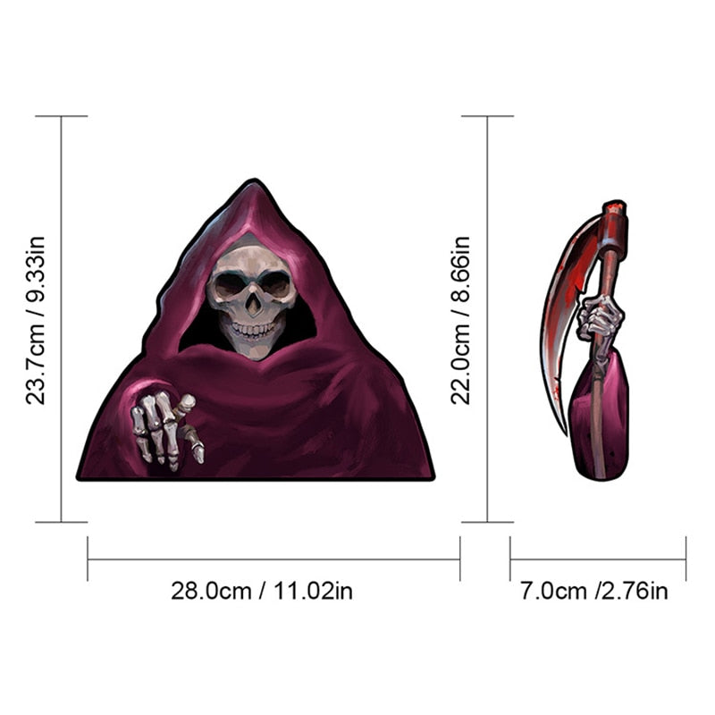 Grim Reaper 'Scythe' Vinyl Car Wiper Sticker