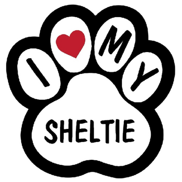 Dog Paw 'I Love My Sheltie' Vinyl Car Sticker