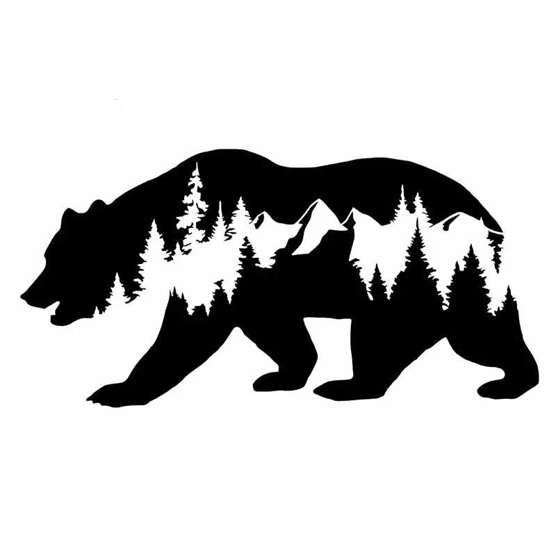 Bear 'White Forest Image' Vinyl Car Sticker