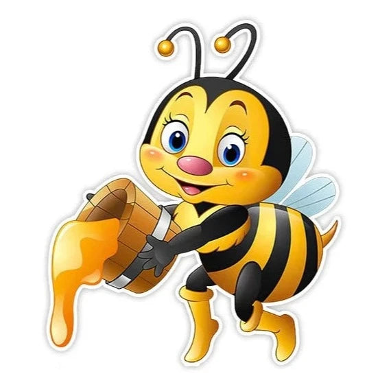 Cute Bee 'Dripping Honey In A Bucket' Vinyl Car Sticker