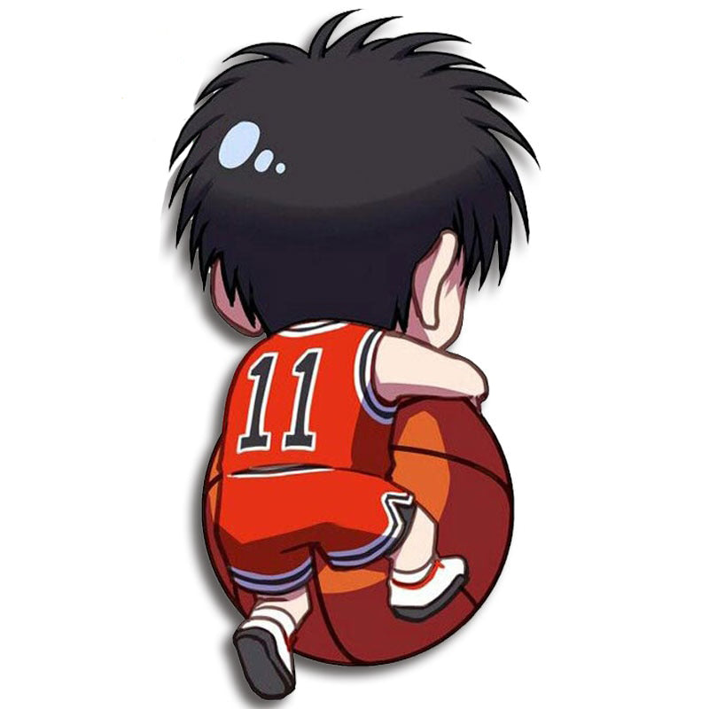 Slam Dunk 'Kaede Rukawa | Chibi | Holding Ball | Back' Vinyl Car Sticker