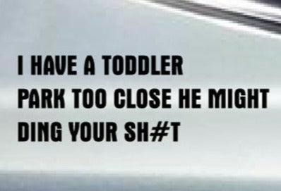 Funny 'I Have A Toddler Park Too Close He Might Ding Your Sh#t' Vinyl Car Sticker