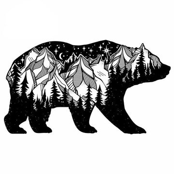 Bear 'Starry Night | Black and White' Vinyl Car Sticker