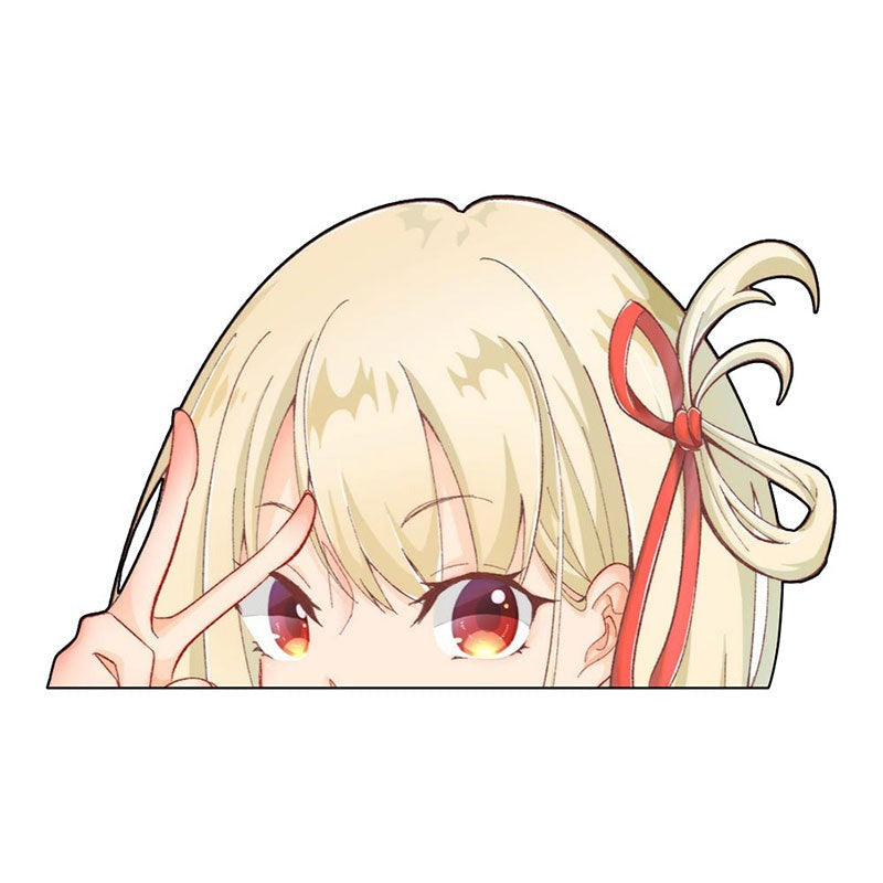 Lycoris Recoil 'Chisato Nishikigi | Peace Sign' Vinyl Car Peeker Sticker