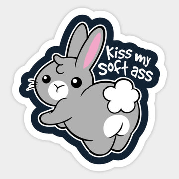Funny 'Cute Bunny | Kiss My Soft Ass' Vinyl Car Sticker