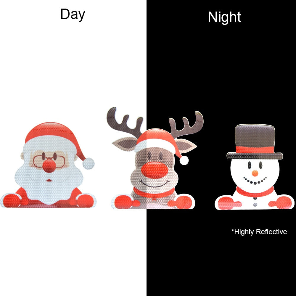Christmas Decor 'Santa x Snowman x Rudolph | Peeking' Vinyl Car Magnetic Sticker