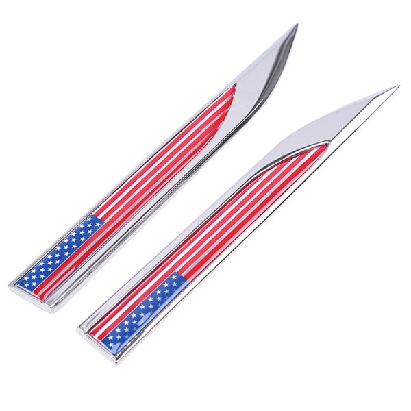 Side Fender Knife 'U.S.A. Emblem Flag' Metal Car Sticker