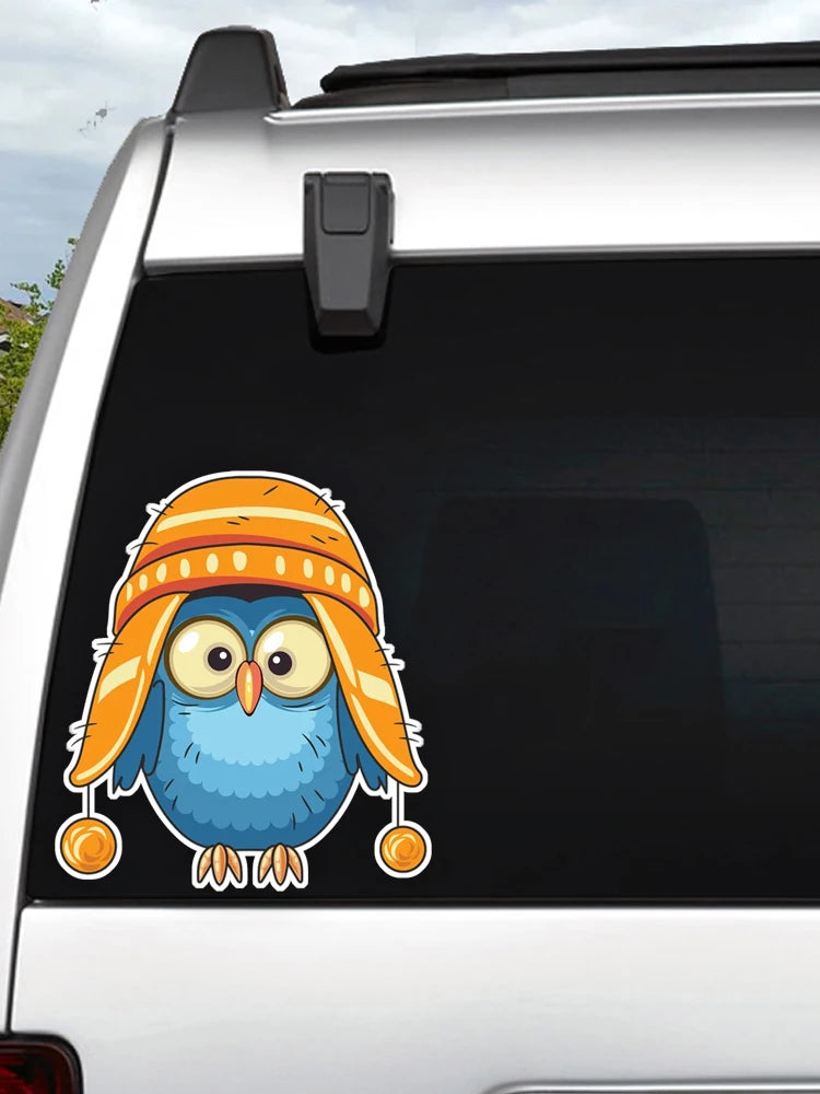 Cute Owl 'Wearing Hat' Vinyl Car Sticker