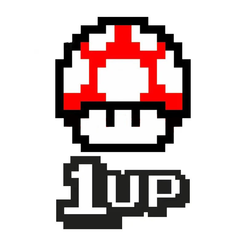 Super Mario Bros. 'Red Mushroom 1Up Pixel' Vinyl Car Sticker
