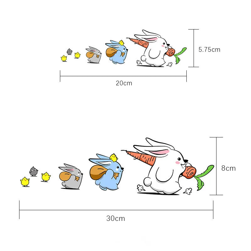 Cute 'White Bunny and Friends | Walking Right' Vinyl Car Sticker