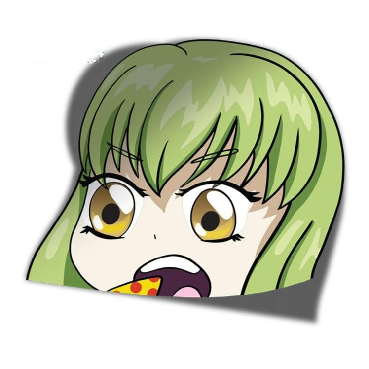 Code Geass 'Young C.C. | Eating Pizza' Vinyl Car Peeker Sticker