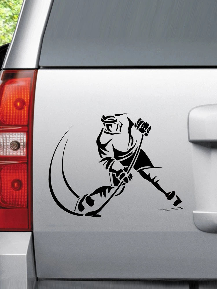 Sports 'Playing Hockey' Vinyl Car Sticker