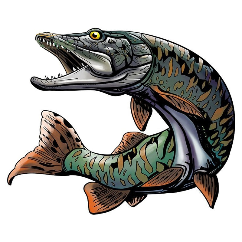 Fish 'Muskellunge | Camouflage' Vinyl Car Sticker