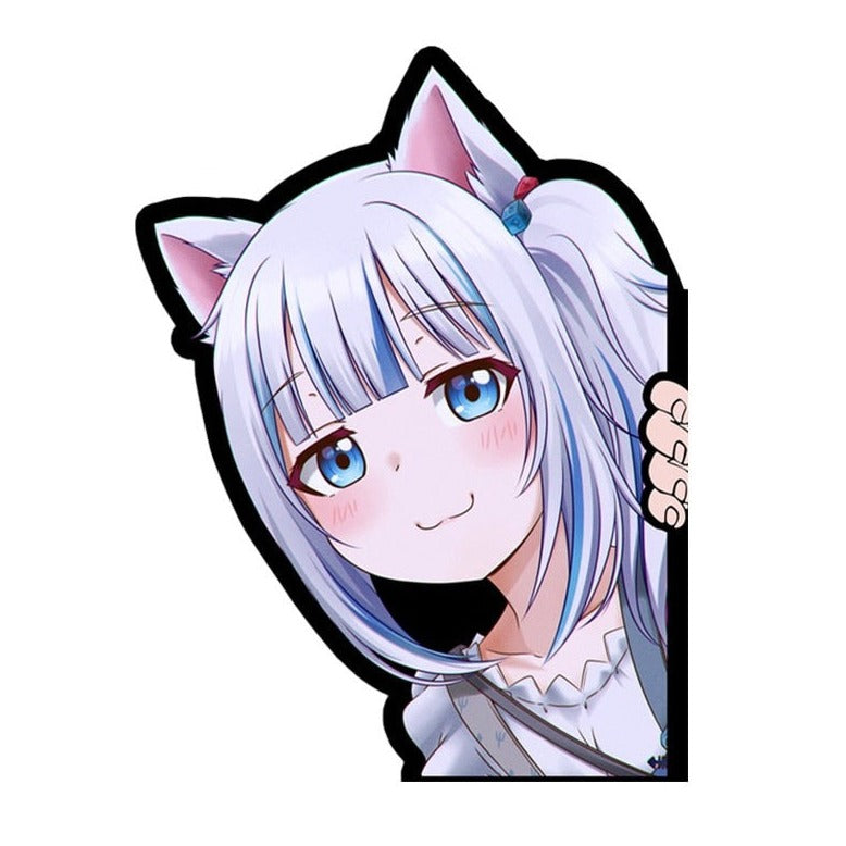 Virtual YouTuber 'Gawr Gura | Half Smile' Vinyl Car Peeker Sticker