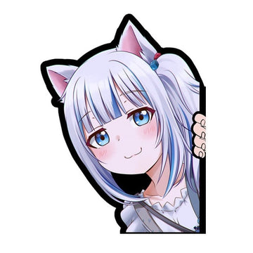 Virtual YouTuber 'Gawr Gura | Half Smile' Vinyl Car Peeker Sticker