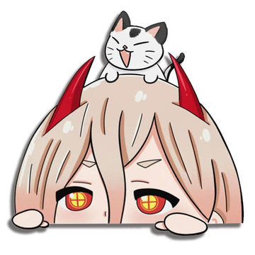 Chainsaw Man 'Chibi Power and Meowy' Vinyl Car Peeker Sticker