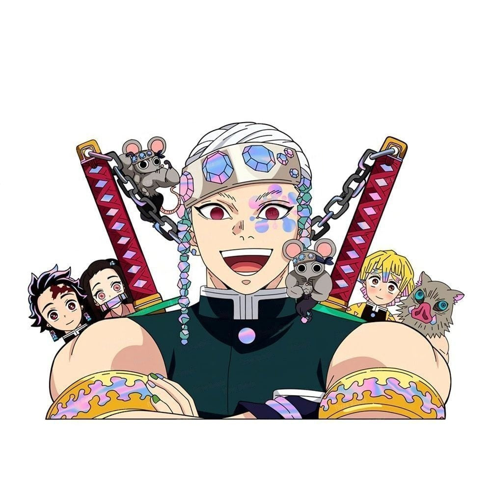 Demon Slayer 'Laughing Tengen | Peeking Friends' Vinyl Car Sticker