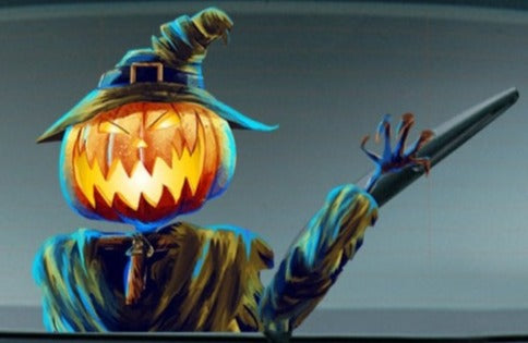 Halloween 'Scary Scarecrow | Pumpkin Head' Vinyl Car Wiper Sticker