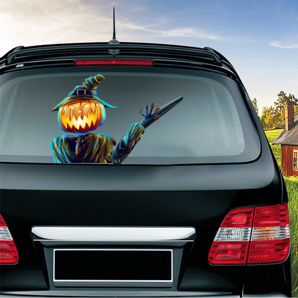 Halloween 'Scary Scarecrow | Pumpkin Head' Vinyl Car Wiper Sticker