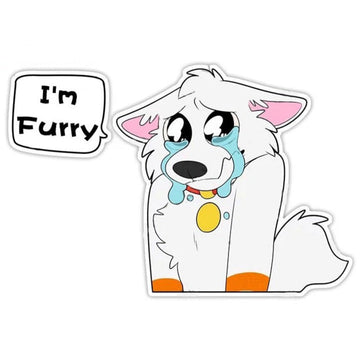Cute Comic Wolf 'I'm Furry | Crying' Vinyl Car Sticker
