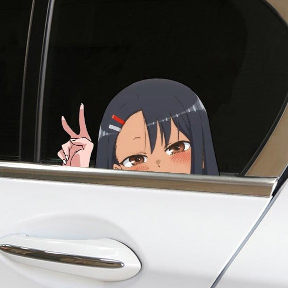 Don't Toy With Me, Miss Nagatoro 'Hayase | Peace Sign' Vinyl Car Peeker Sticker