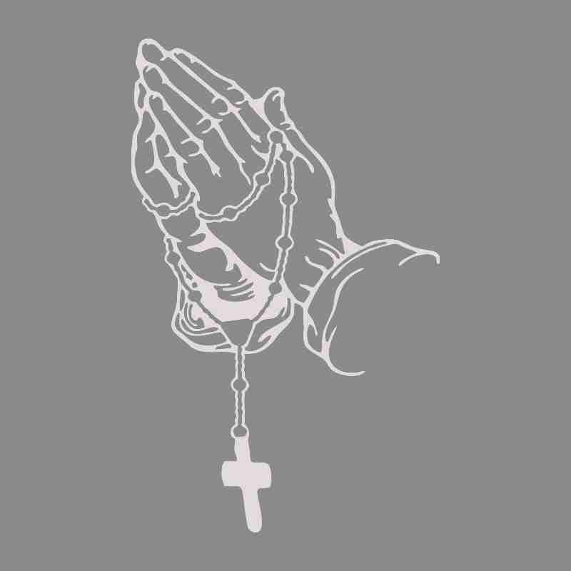 Praying Hands 'Rosary' Vinyl Car Sticker