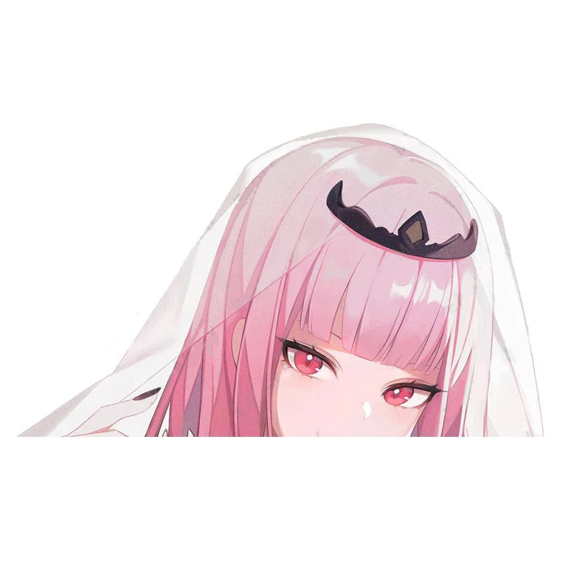 Virtual YouTuber 'Mori Calliope | Glaring' Vinyl Car Peeker Sticker