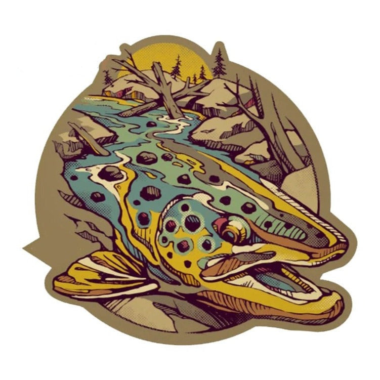Cool Art 'Trout Fish | Dry Lakes | Forest' Vinyl Car Sticker