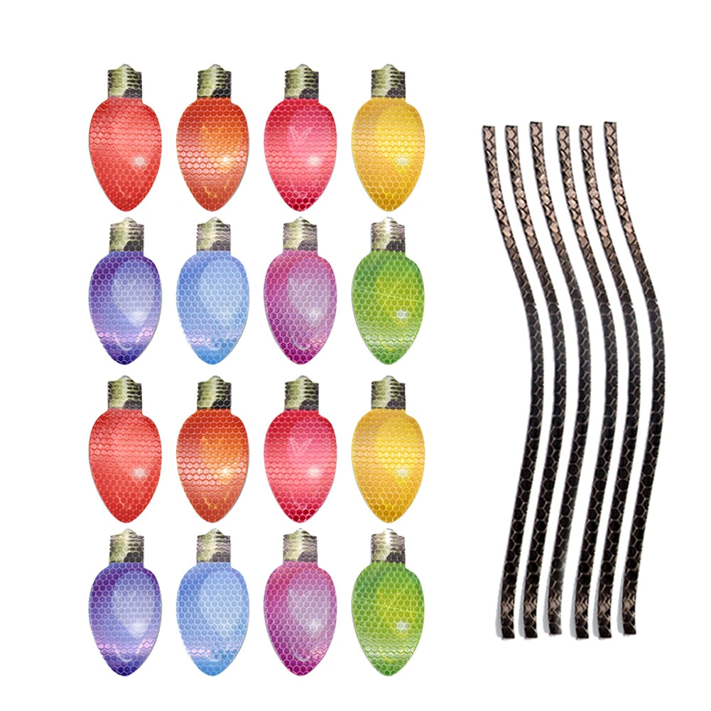 Cute Christmas Decor 'Colored Light Bulbs | 16 Pieces' Vinyl Car Magnetic Sticker