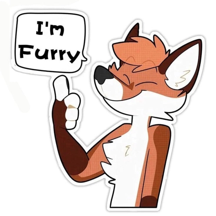 Cute Comic Wolf 'I'm Furry | Proud' Vinyl Car Sticker