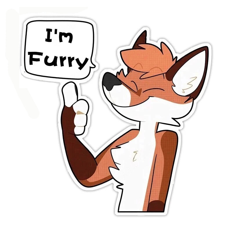 Cute Comic Wolf 'I'm Furry | Proud' Vinyl Car Sticker