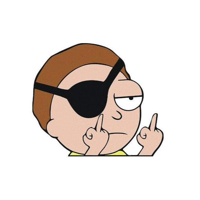 Rick and Morty 'Morty with Eyepatch | F U' Vinyl Car Peeker Sticker