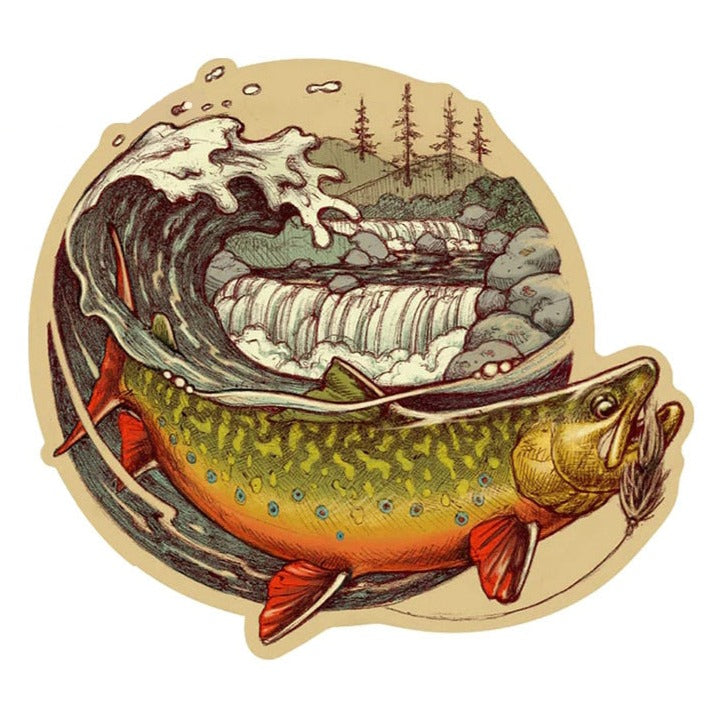 Cool Art 'Brook Trout | Wave | Forest' Vinyl Car Sticker