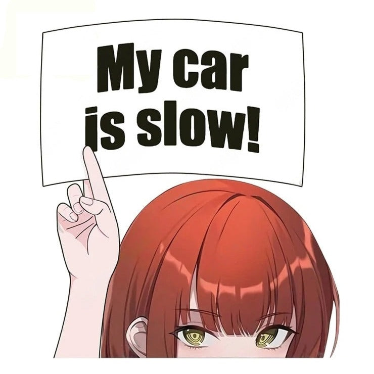 Chainsaw Man 'Makima | My Car Is Slow! | Staring' Vinyl Car Peeker Sticker