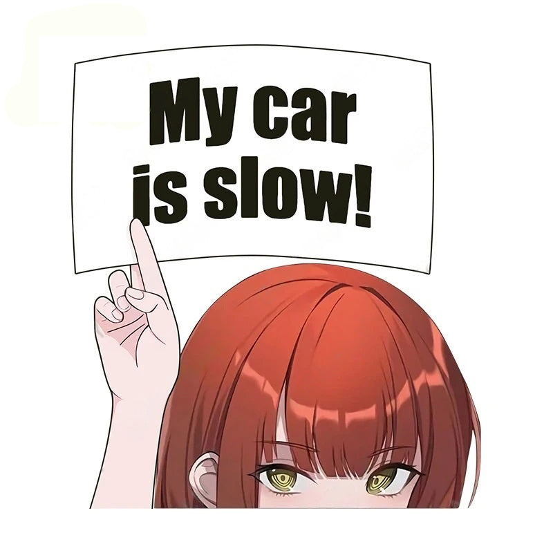 Chainsaw Man 'Makima | My Car Is Slow! | Staring' Vinyl Car Peeker Sticker