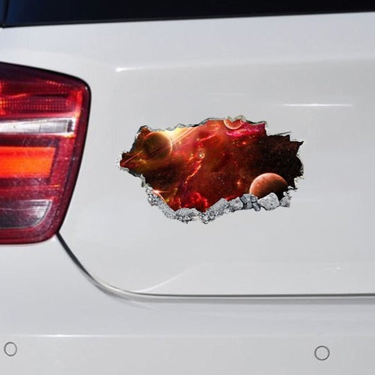 Smashed Hole 'Red Space' Vinyl Car Sticker