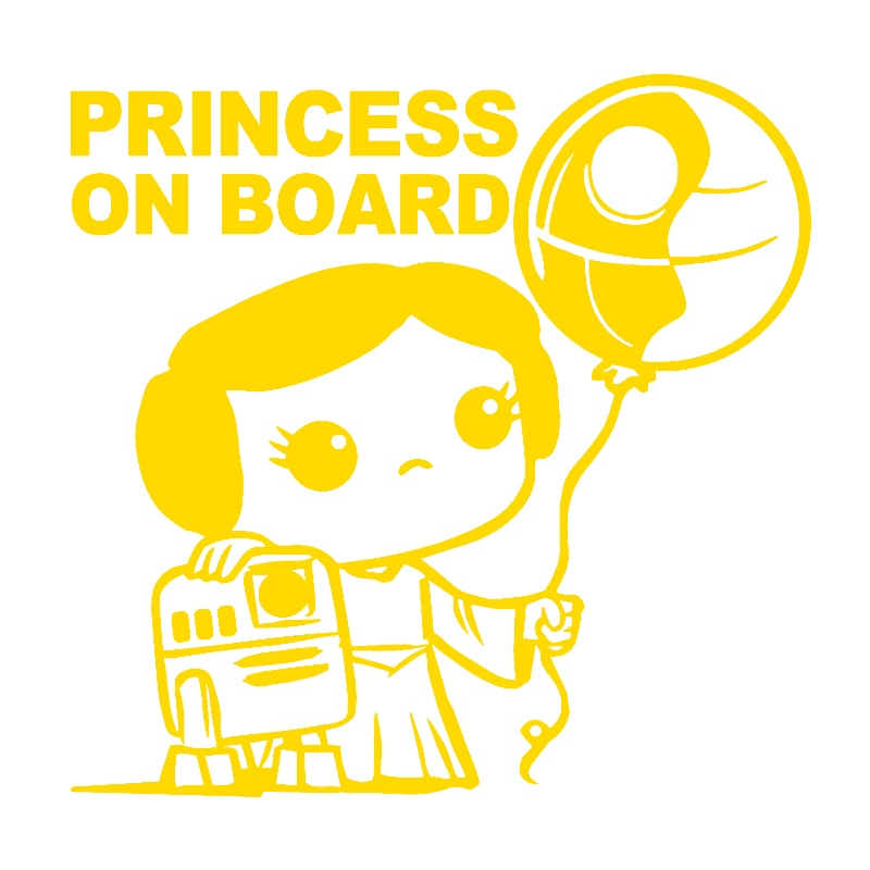 Princess on Board 'Princess Leia | R2-D2 And Death Star Balloon' Vinyl Car Sticker