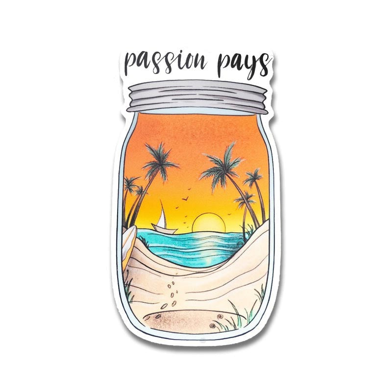 Cool Jar 'Passion Pays | Beach' Vinyl Car Sticker