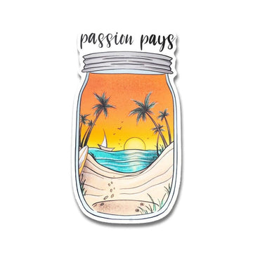 Cool Jar 'Passion Pays | Beach' Vinyl Car Sticker