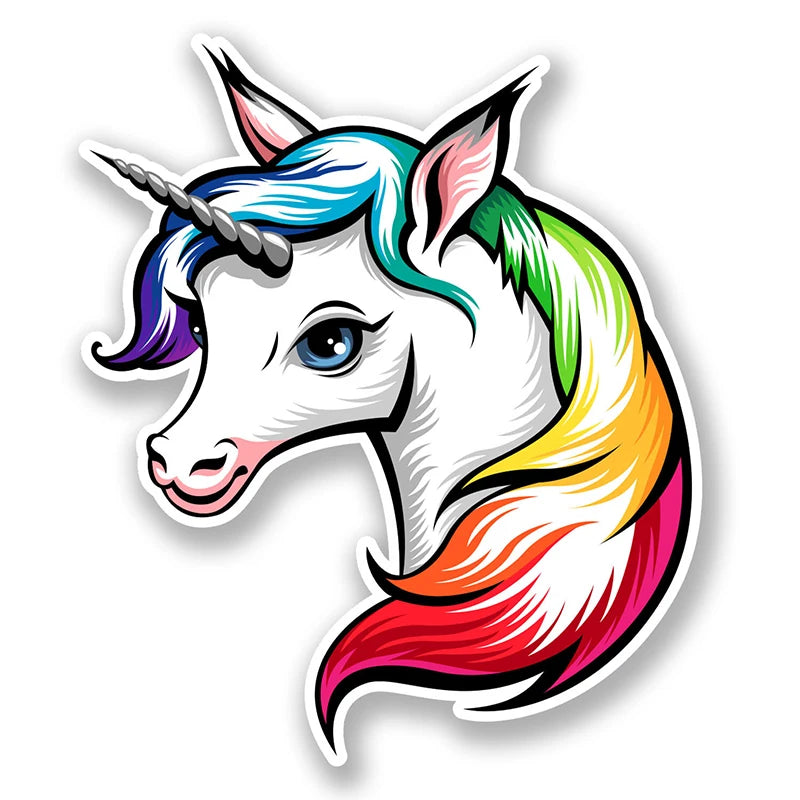 Rainbow Unicorn 'Head' Vinyl Car Sticker