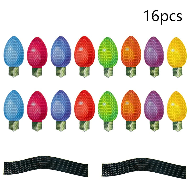 Cute Christmas Decor 'Colored Light Bulbs | 16 Pieces 2.0' Vinyl Car Magnetic Sticker