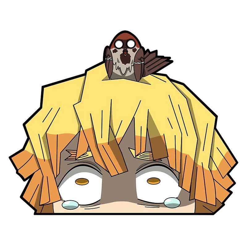 Demon Slayer 'Zenitsu And Chuntaro | Scared' Vinyl Car Peeker Sticker